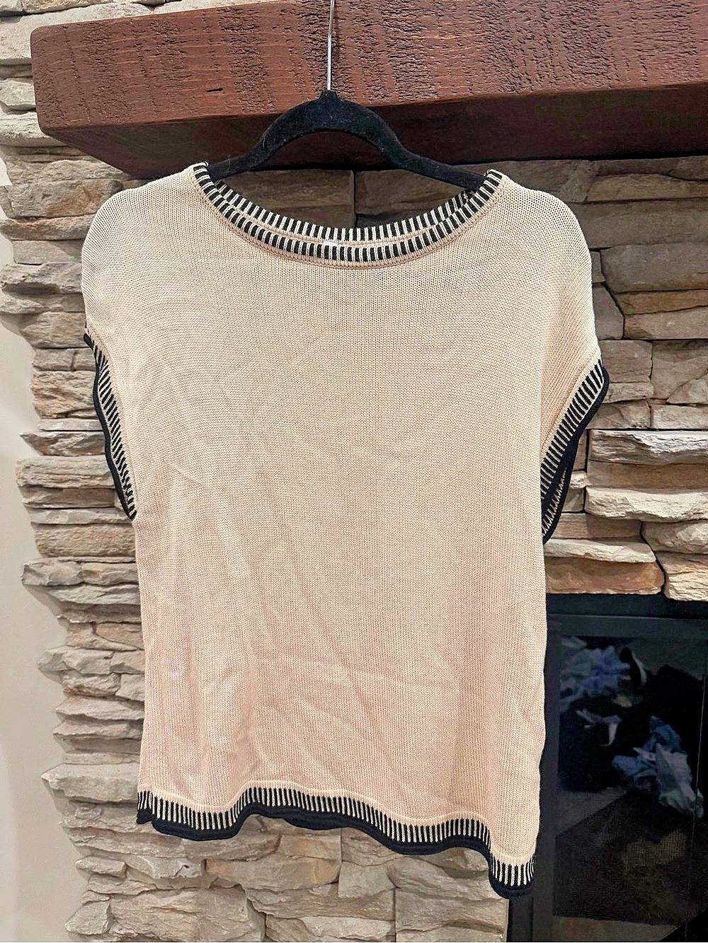 Beige Sleeveless Knit Top